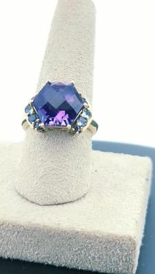 Amethyst Lady's Stone Ring 14K Yellow Gold 5g Size:6 (GJE000026) - Thumbnail 2