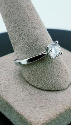 Lady's Platinum-Diamond Solitaire .70 CT. 999 Platinum 5.08g Size:5. (GJE003614) - Thumbnail 5