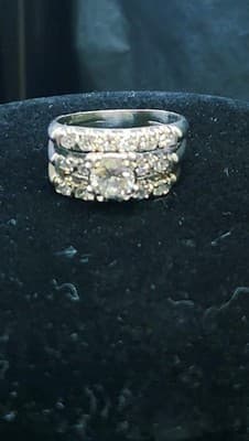 Platinum-Diamond Wedding Set 17 Diamonds 1.86 Carat T.W. 950 Platinu (GJE000004) - Thumbnail 3