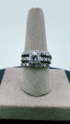 Platinum-Diamond Wedding Set 17 Diamonds 1.86 Carat T.W. 950 Platinu (GJE000004) - Thumbnail 10