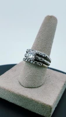 Platinum-Diamond Wedding Set 17 Diamonds 1.86 Carat T.W. 950 Platinu (GJE000004) - Thumbnail 9