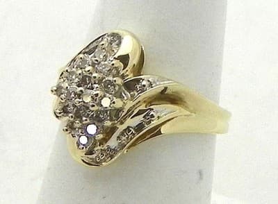 Lady's Diamond Cluster Ring 38 Diamonds .68 Carat T.W. 10K Yellow Go (GJE003219) - Thumbnail 7