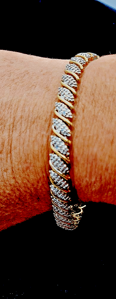 Gold-Diamond Bracelet 382 Diamonds 7.64 Carat T.W. 10K Yellow Gold 1 (GJE000271) - Image 1