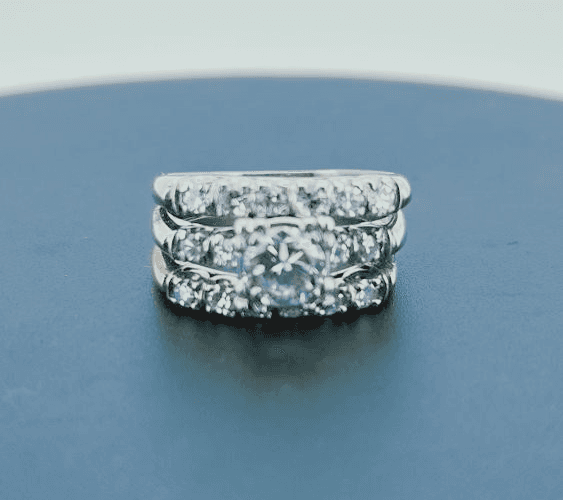 Platinum-Diamond Wedding Set 17 Diamonds 1.86 Carat T.W. 950 Platinu (GJE000004) - Thumbnail 11