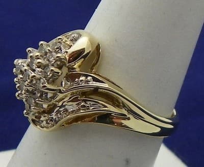 Lady's Diamond Cluster Ring 38 Diamonds .68 Carat T.W. 10K Yellow Go (GJE003219) - Thumbnail 4
