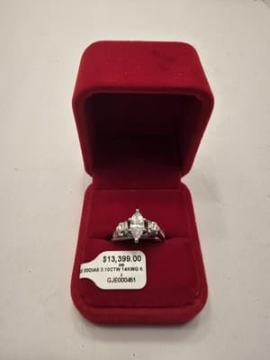 ENGAGEMENT RING: 6.03G 14K-W/G, CTW MARQUISE CUT DIAMOND , TCW 3.10, SIZE 6.75 - Thumbnail 4