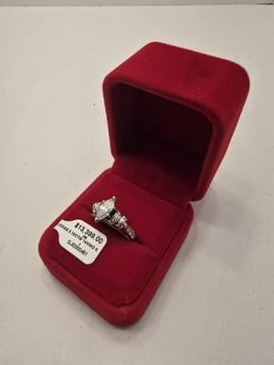 ENGAGEMENT RING: 6.03G 14K-W/G, CTW MARQUISE CUT DIAMOND , TCW 3.10, SIZE 6.75 - Thumbnail 2