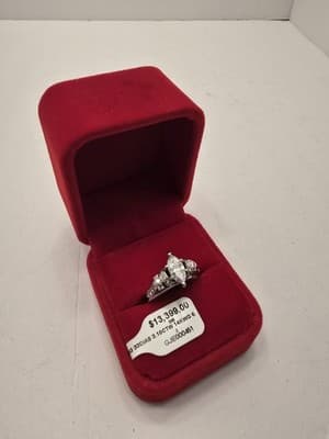 ENGAGEMENT RING: 6.03G 14K-W/G, CTW MARQUISE CUT DIAMOND , TCW 3.10, SIZE 6.75 - Thumbnail 3