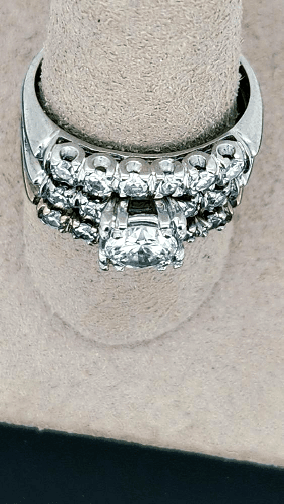 Platinum-Diamond Wedding Set 17 Diamonds 1.86 Carat T.W. 950 Platinu (GJE000004) - Thumbnail 4