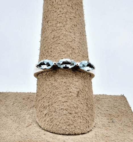 Paraiba Tourmaline Lady's Silver & Stone Ring 925 Silver 1.8g Size:6 (I-135) - Image 1