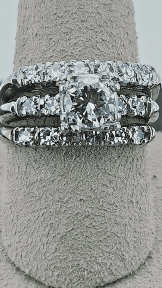 Platinum-Diamond Wedding Set 17 Diamonds 1.86 Carat T.W. 950 Platinu (GJE000004) - Thumbnail 6