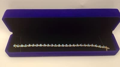 Blue Topaz Gold-Stone Bracelet 10K Yellow Gold 7.85g (GJE003538) - Image 1