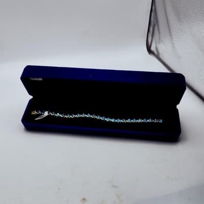 Blue Topaz Gold-Stone Bracelet 10K Yellow Gold 7.85g (GJE003538) - Thumbnail 4