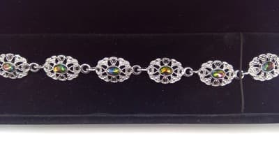 Brown Stone Silver-Stone Bracelet 000 Silver 13.4g (I-186) - Image 1