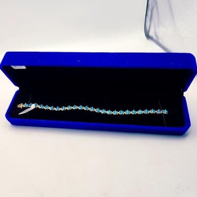 Blue Topaz Gold-Stone Bracelet 10K Yellow Gold 7.85g (GJE003538) - Thumbnail 3