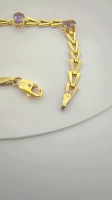 Amethyst Gold-Stone Bracelet 14K Yellow Gold 5.05g (GJE003541) - Thumbnail 7
