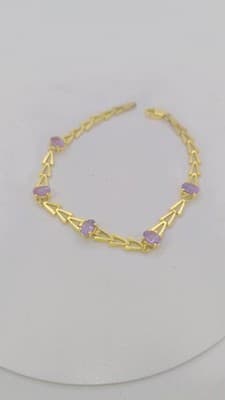 Amethyst Gold-Stone Bracelet 14K Yellow Gold 5.05g (GJE003541) - Thumbnail 2