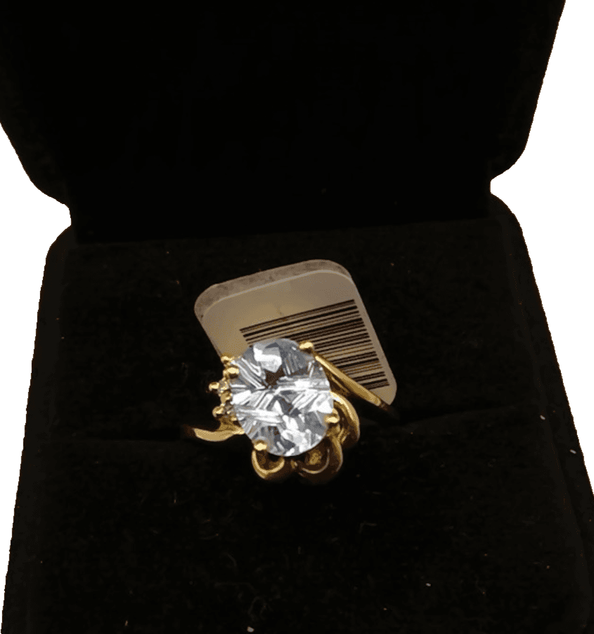 14K Yellow Gold Blue Topaz & Diamond Ring 2.01CTW Oval Cut 0.03CTW Brilliant Dia - Thumbnail 4