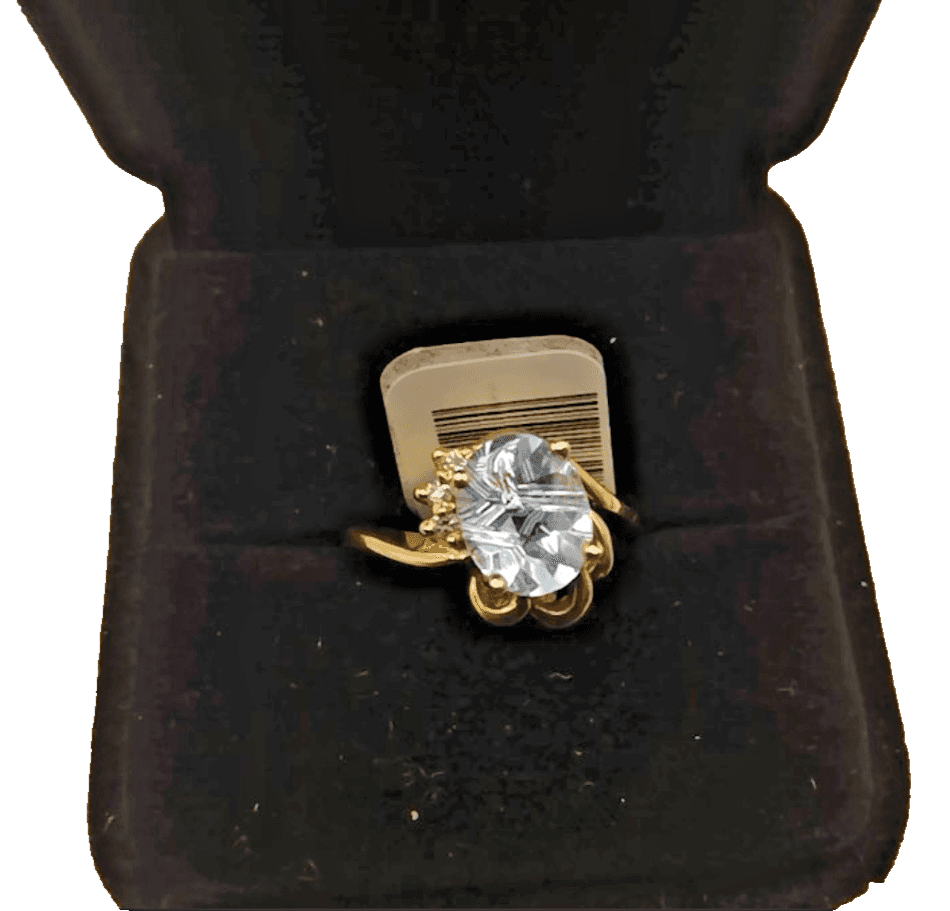 14K Yellow Gold Blue Topaz & Diamond Ring 2.01CTW Oval Cut 0.03CTW Brilliant Dia - Image 1
