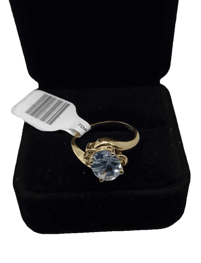 14K Yellow Gold Blue Topaz & Diamond Ring 2.01CTW Oval Cut 0.03CTW Brilliant Dia - Thumbnail 7