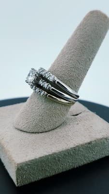 Platinum-Diamond Wedding Set 17 Diamonds 1.86 Carat T.W. 950 Platinu (GJE000004) - Thumbnail 8