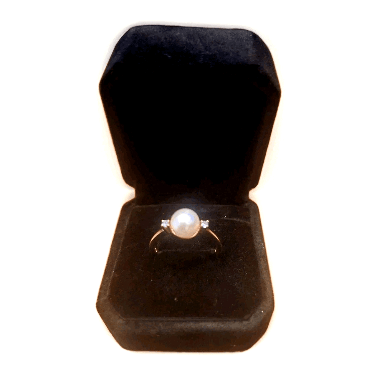14k Yellow Gold Cultured Pearl & 2 Tanzanite Womens Trilogy Ring - Image 1