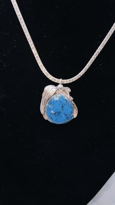 19" Bisbee Turquoise Stone Necklace 925 Silver 22.72g (GJE003723) - Thumbnail 5