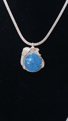 19" Bisbee Turquoise Stone Necklace 925 Silver 22.72g (GJE003723) - Thumbnail 4