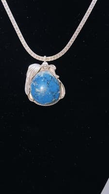 19" Bisbee Turquoise Stone Necklace 925 Silver 22.72g (GJE003723) - Thumbnail 6