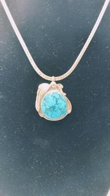19" Bisbee Turquoise Stone Necklace 925 Silver 22.72g (GJE003723) - Thumbnail 12