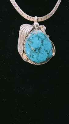 19" Bisbee Turquoise Stone Necklace 925 Silver 22.72g (GJE003723) - Thumbnail 10