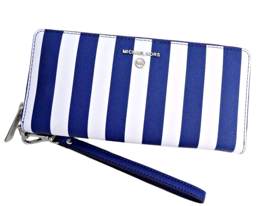 New Michael Kors Wallet Purse Coin Purse Jet Set Charm Continental Cobalt Blue - Thumbnail 10