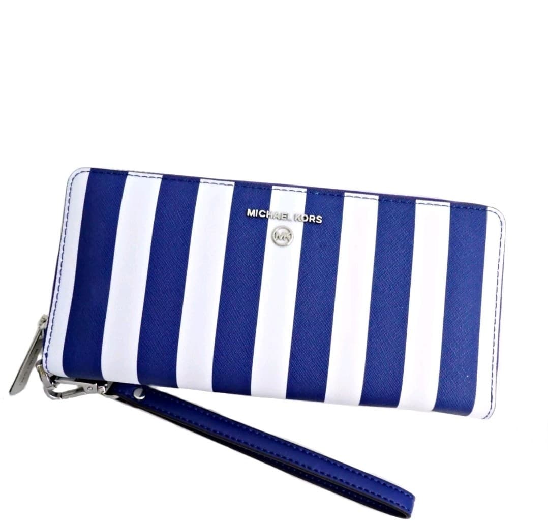 New Michael Kors Wallet Purse Coin Purse Jet Set Charm Continental Cobalt Blue - Thumbnail 13