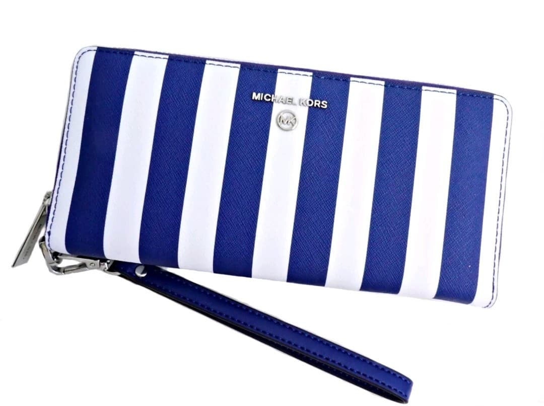 New Michael Kors Wallet Purse Coin Purse Jet Set Charm Continental Cobalt Blue - Thumbnail 12