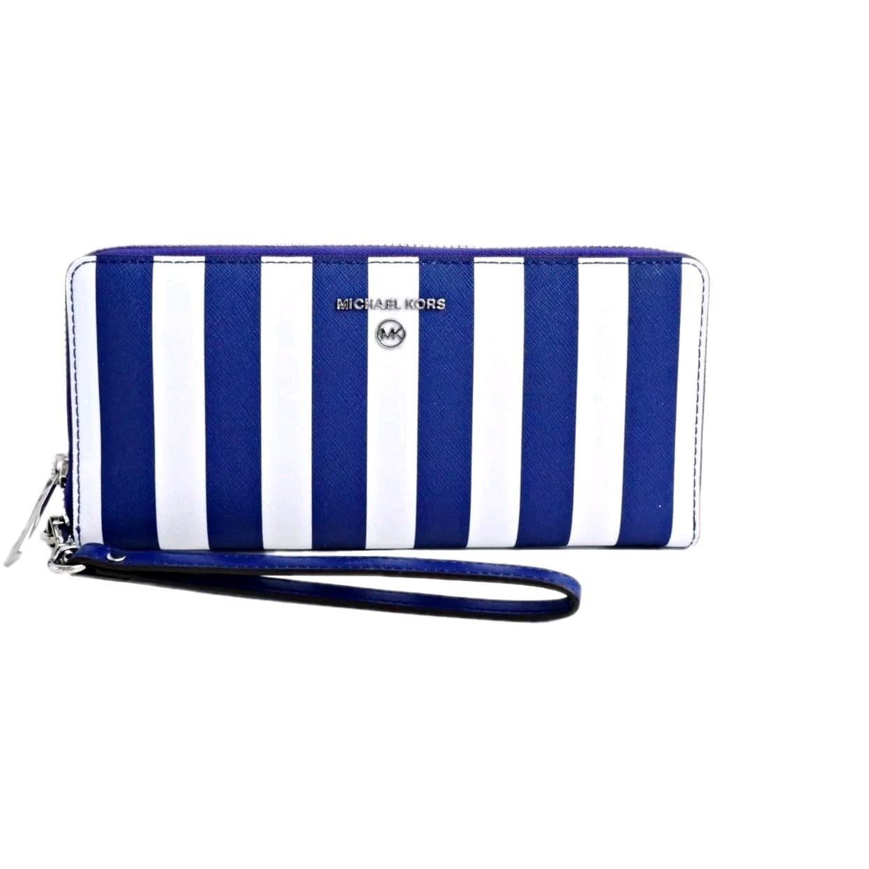 New Michael Kors Wallet Purse Coin Purse Jet Set Charm Continental Cobalt Blue - Thumbnail 2