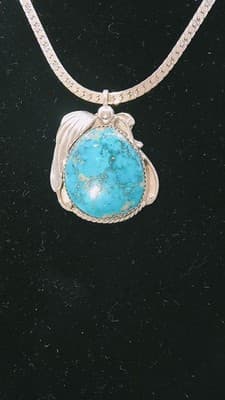 19" Bisbee Turquoise Stone Necklace 925 Silver 22.72g (GJE003723) - Thumbnail 11