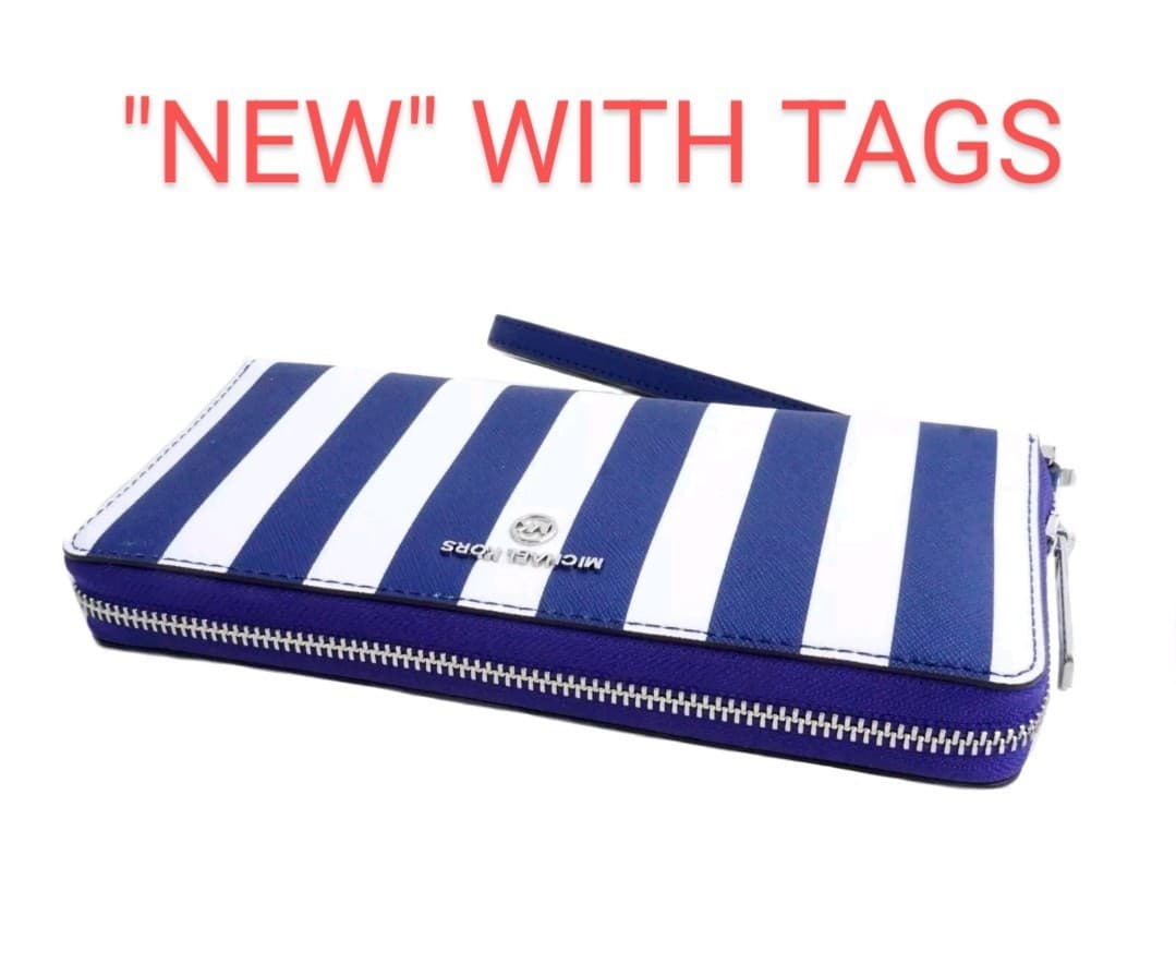 New Michael Kors Wallet Purse Coin Purse Jet Set Charm Continental Cobalt Blue - Image 1
