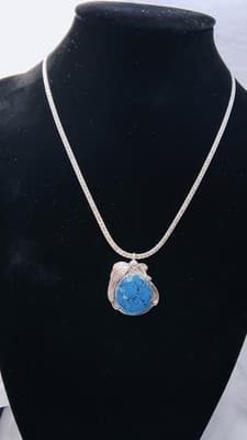 19" Bisbee Turquoise Stone Necklace 925 Silver 22.72g (GJE003723) - Thumbnail 3