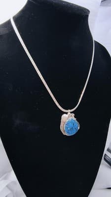 19" Bisbee Turquoise Stone Necklace 925 Silver 22.72g (GJE003723) - Image 1