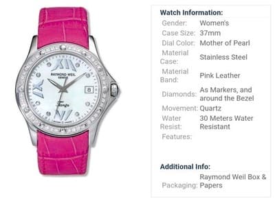 Geneva Raymond Weil, Diamond Bezel, Pearl Dial, Orange & Blue Straps Watch - Thumbnail 2