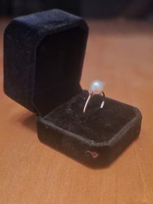 14k Yellow Gold Cultured Pearl & 2 Tanzanite Womens Trilogy Ring - Thumbnail 11