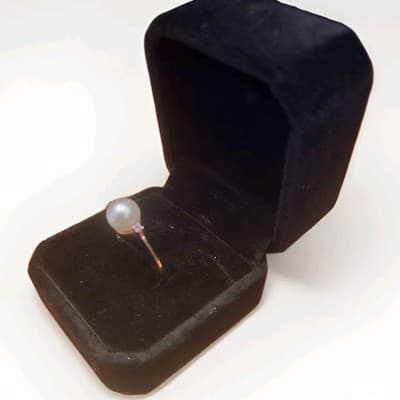 14k Yellow Gold Cultured Pearl & 2 Tanzanite Womens Trilogy Ring - Thumbnail 4