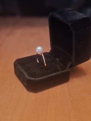 14k Yellow Gold Cultured Pearl & 2 Tanzanite Womens Trilogy Ring - Thumbnail 12