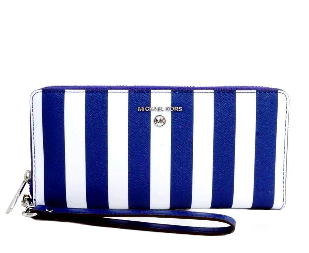 New Michael Kors Wallet Purse Coin Purse Jet Set Charm Continental Cobalt Blue - Thumbnail 11