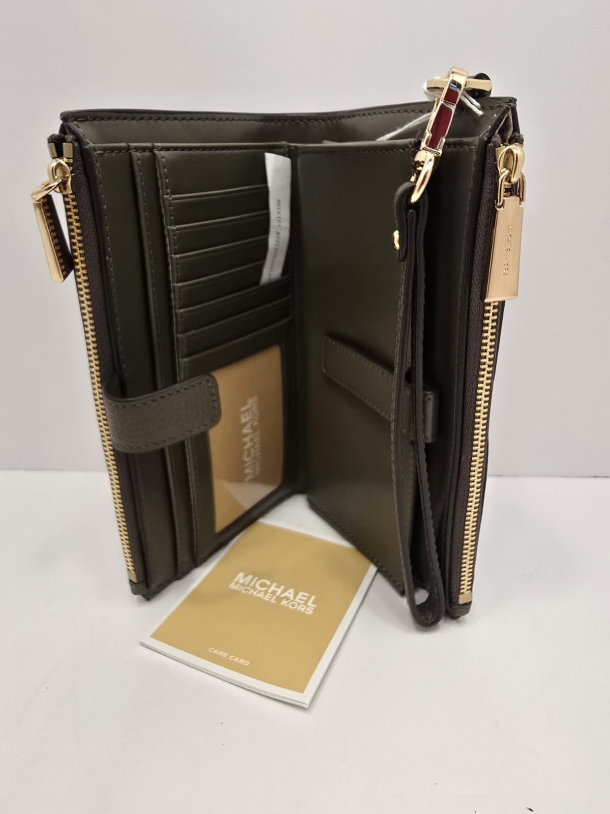 Michael Kors Jet Set Travel Double-Zip Wristlet Green Leather NEW NEW NEW - Thumbnail 8