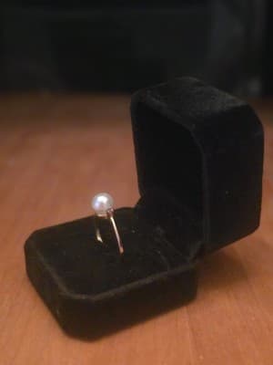 14k Yellow Gold Cultured Pearl & 2 Tanzanite Womens Trilogy Ring - Thumbnail 14