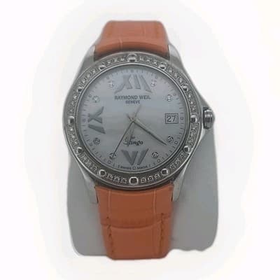 Geneva Raymond Weil, Diamond Bezel, Pearl Dial, Orange & Blue Straps Watch - Thumbnail 4