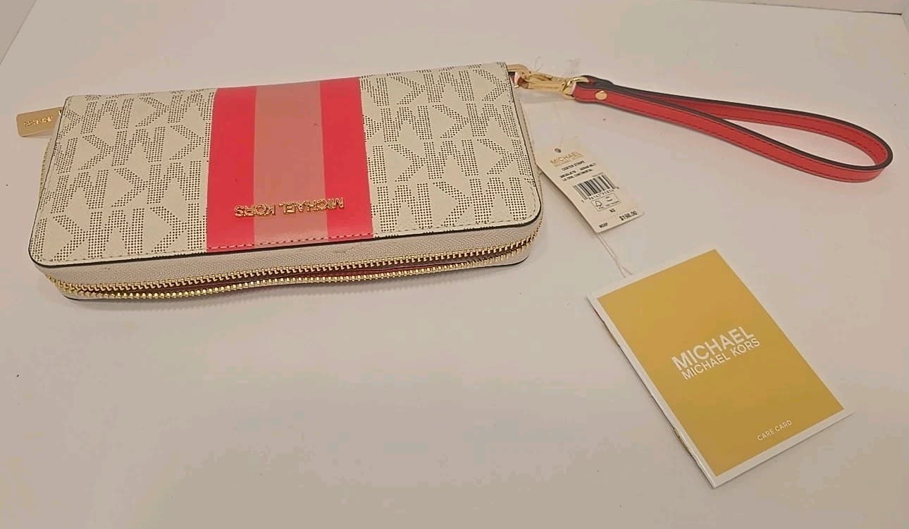 MICHAEL KORS CENTER STRIPE CONTINENTAL TRAVEL WALLET NEW WITH TAG - Thumbnail 5