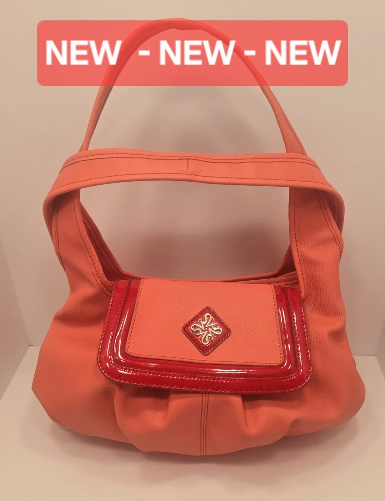 Vera Wang Side kick ORANGE Shoulder bag Purse Slouchy HOBO Salmon - Image 1