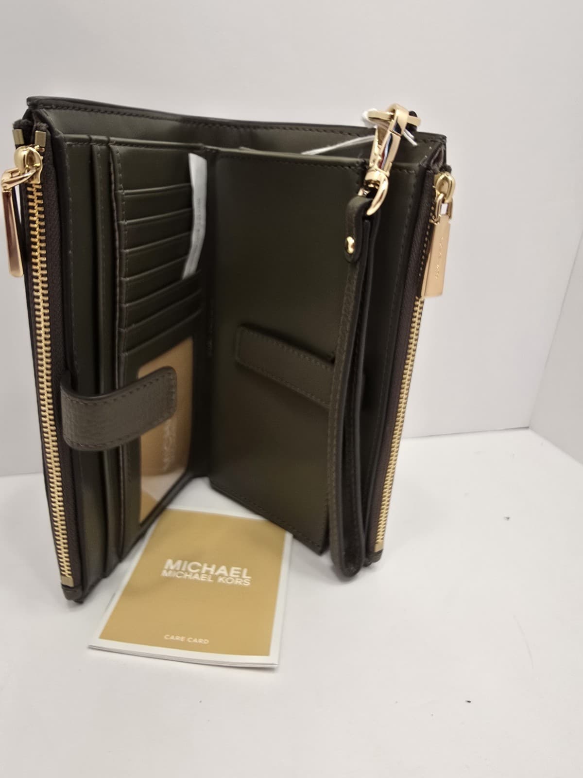 Michael Kors Jet Set Travel Double-Zip Wristlet Green Leather NEW NEW NEW - Thumbnail 5